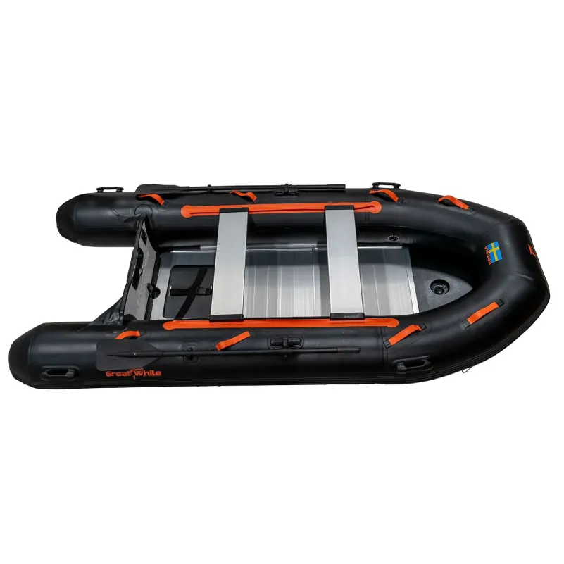 Greatwhite gummibåt med uppblåsbar V-köl. svarta tuber och aluminiumdurk