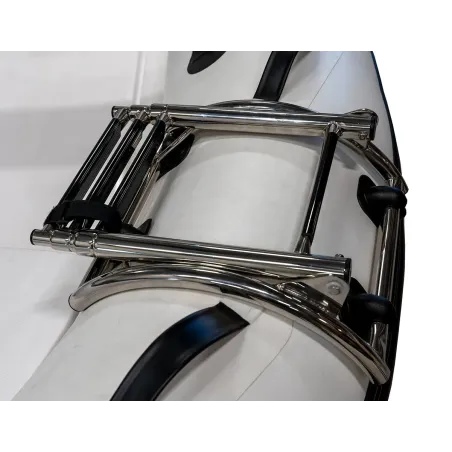 Utfällbar badstege 3-steg inkl. 4st PVC fästen - För gummibåtar & ribbåtar