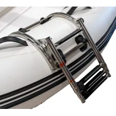 Utfällbar badstege 3-steg inkl. 4st PVC fästen - För gummibåtar & ribbåtar 2