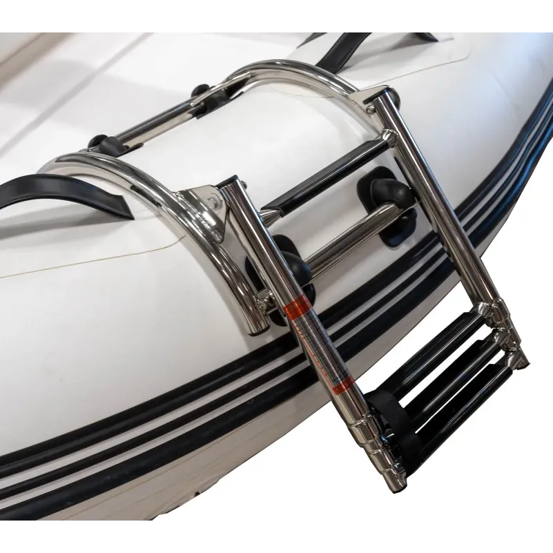 Utfällbar badstege 3-steg inkl. 4st PVC fästen - För gummibåtar & ribbåtar