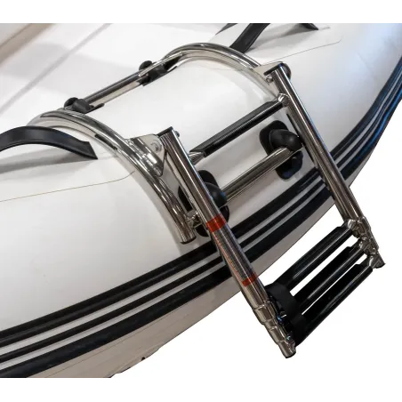 Utfällbar badstege 3-steg inkl. 4st PVC fästen - För gummibåtar & ribbåtar