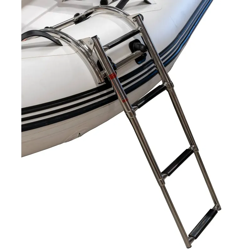 Utfällbar badstege 3-steg inkl. 4st PVC fästen - För gummibåtar & ribbåtar