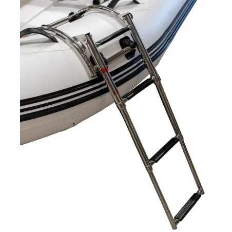 Utfällbar badstege 3-steg inkl. 4st PVC fästen - För gummibåtar & ribbåtar