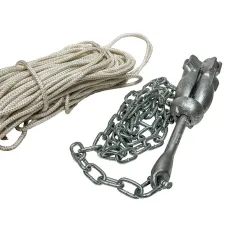 Ankarpaket 4Kg galvaniserat ankare, 2st schackel, 2m kätting och 50m Lina