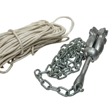 Ankarpaket 4Kg galvaniserat ankare, 2st schackel, 2m kätting och 50m Lina