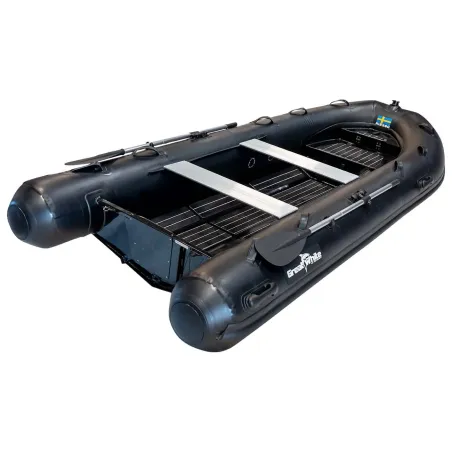 ribbåt med aluminiumskrov. 3.6m lång. svetsade fogar, max 30 hk