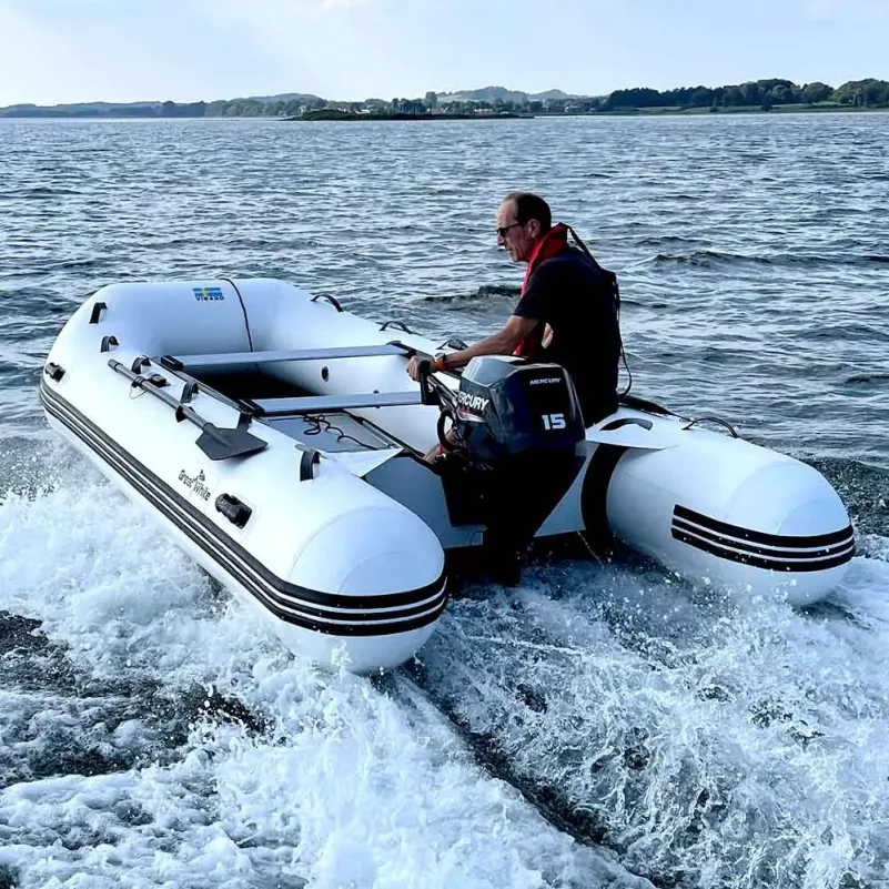 Gummibåt VIB430 uppblåsbar V-köl, aluminiumdurk, Max 20HK