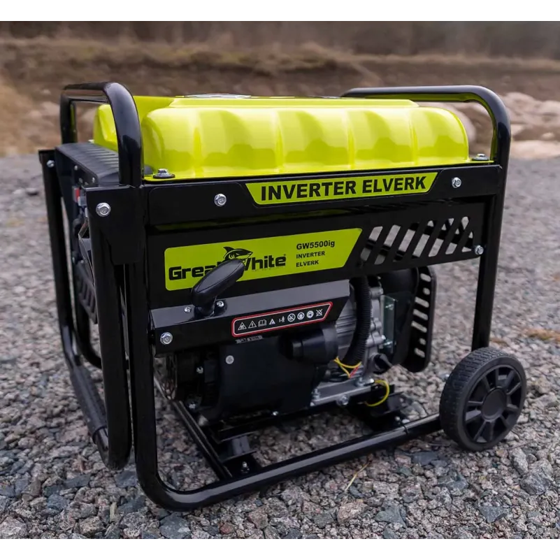 Kraftfullt Elverk 5000W, ren sinusvåg, 43Kg, 9h driftstid