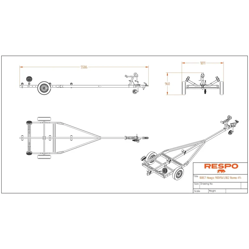 Respo Båtvagn 1100kg, 30 Km/h, båtar upp till 5,6m