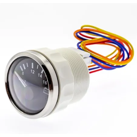 Rund Voltmeter svart tavla, bakgrundsbelyst, inbyggnad