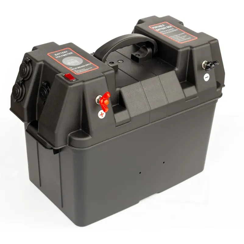 Batteribox med 2st USB-uttag, 2st 12V-uttag, 60A säkring och Battericheck